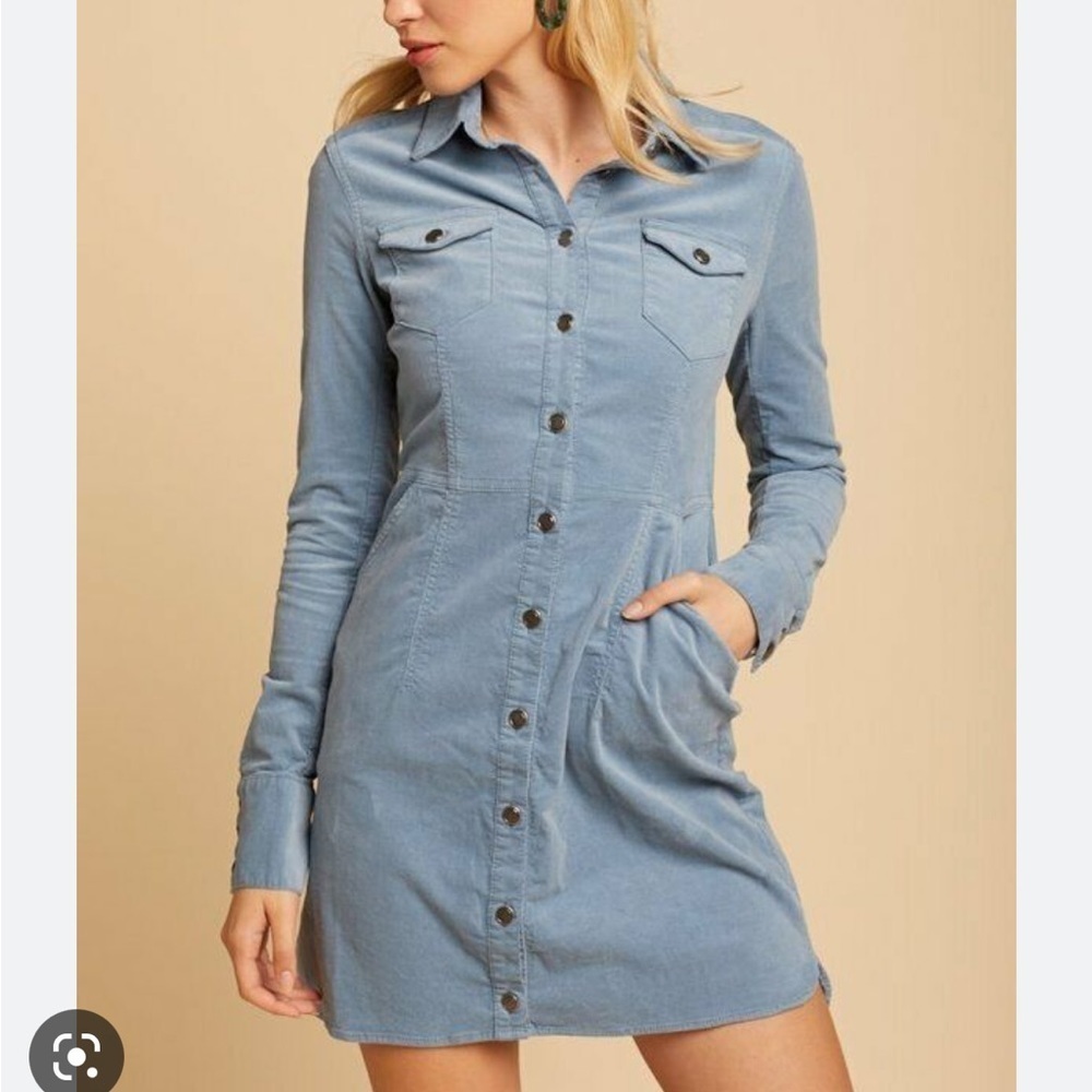 NWT Free People Corduroy soft blue dress